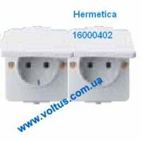 Розетка с заземляющим контактом 2-я Hermetica 44 Белый